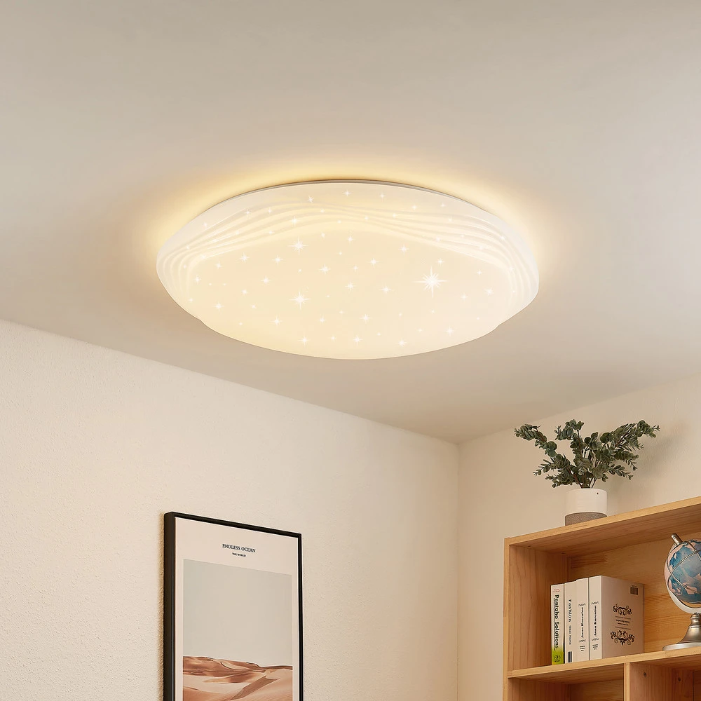 Lindby Cilara plafonnier LED, CCT, dimmable Blanc 6000K