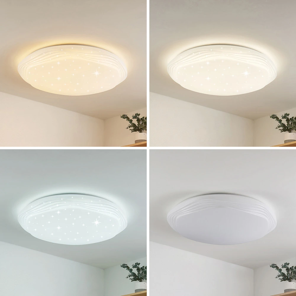 Lindby Cilara plafonnier LED, CCT, dimmable Blanc 6000K