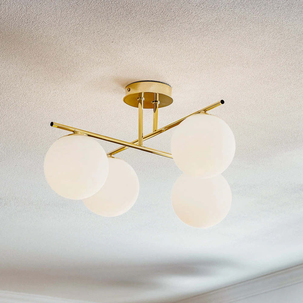 Plafonnier Aurora, à quatre lampes, doré avec Garantie 2 Ans