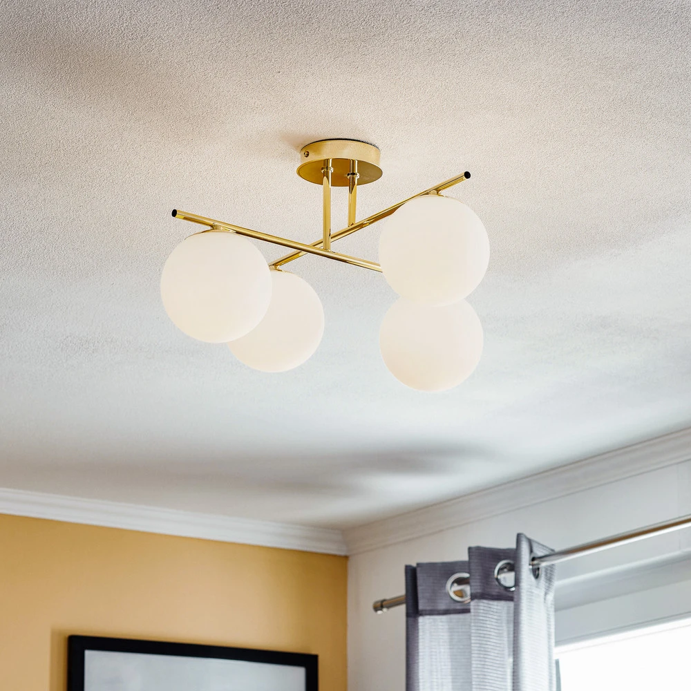 Plafonnier Aurora, à quatre lampes, doré avec Garantie 2 Ans