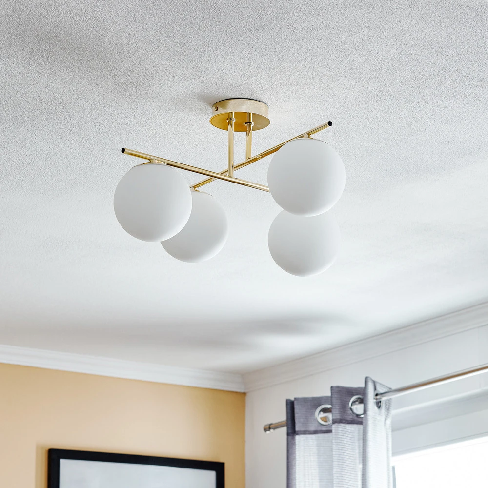 Plafonnier Aurora, à quatre lampes, doré avec Garantie 2 Ans