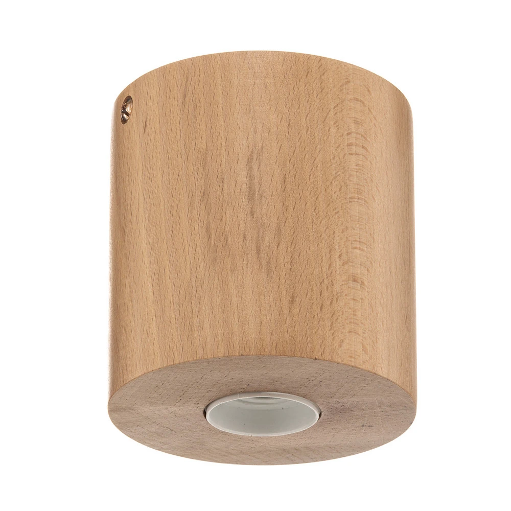 Plafonnier Block, bois rond, naturel à intensité réglable