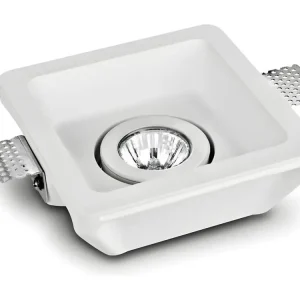 Collerette Downlight Intégration Plâtre/Pladur Carrée pour Ampoule LED GU10/GU5.3 Coupe 158x158 mm UGR17 Blanc