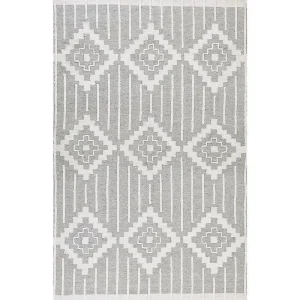 Vloerkleed tissu synthétique grijs/wit 140 x 200 cm TABIAT