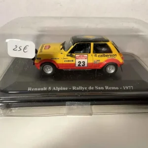 Batterie voiture démarrage froid Renault 5 Alpine numéro 23- rallye de San Rémo de 1977