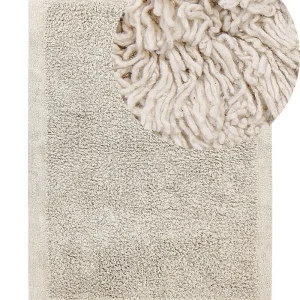 Cotton Shaggy Area Rug 140 x 200 cm Light Naturel BITLIS