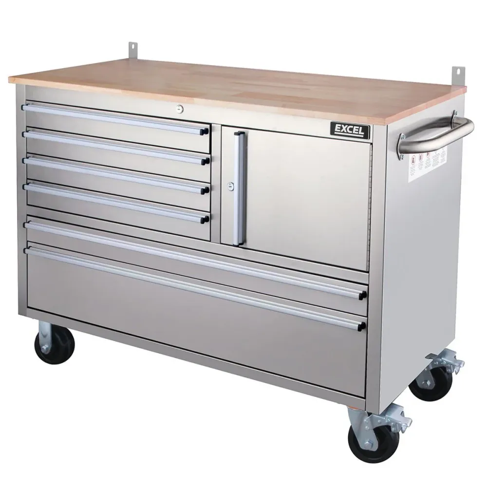 Excel 48" 6 Drawer 1 Door Stainless Inox Tool Chest Cabinet
