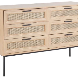 Porte-bagages scooter Rattan 6 Drawer Chest Light Wood PASCO