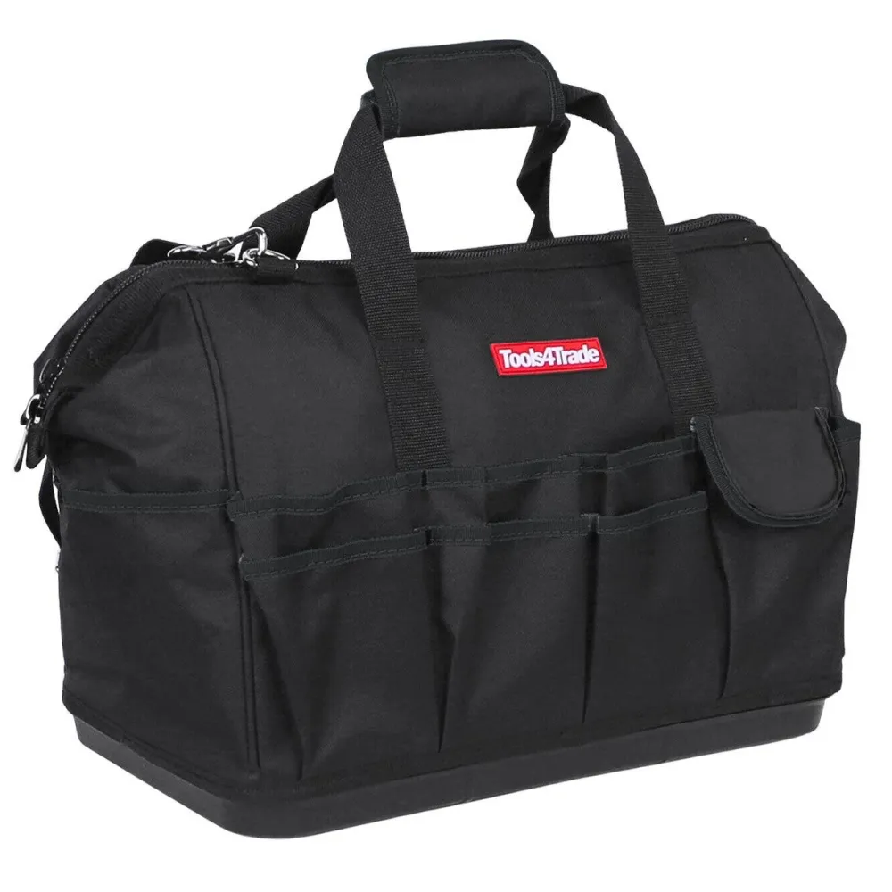 Tools4Trade 18" (45cm) Tool Bag Multi-Pockets & Hard Base - Noir jais