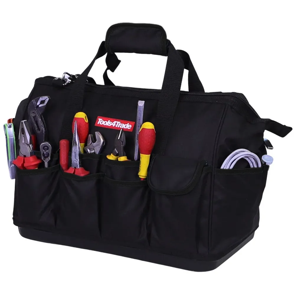 Tools4Trade 18" (45cm) Tool Bag Multi-Pockets & Hard Base - Noir jais