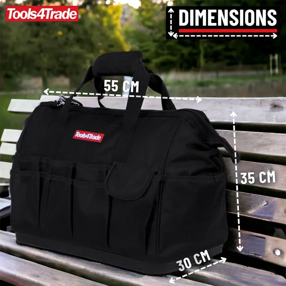 Tools4Trade 18" (45cm) Tool Bag Multi-Pockets & Hard Base - Noir jais