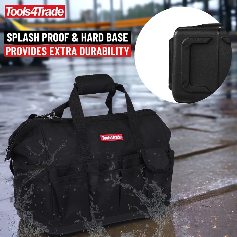 Tools4Trade 18" (45cm) Tool Bag Multi-Pockets & Hard Base - Noir jais