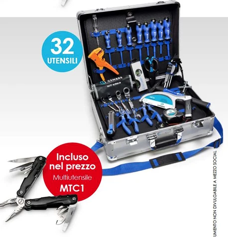 VALIGIA ALLUMINIO ATTREZZATA CON UN ASSORTIMENTO DI 32 UTENSILI CEMBRE PROMO-GPT07/MTC
