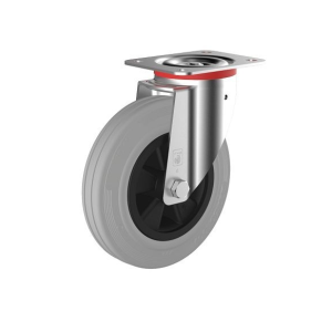 Roue pivotante en caoutchouc plein Wicke avec pneus en caoutchouc standard gris montés sur une jante en plastique WK L 4/2...
