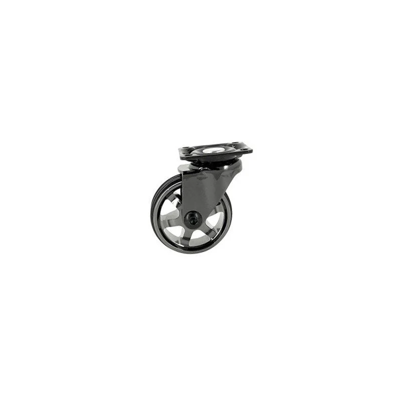 Roulette Pivotante À Platine Ø 50 Mm Finition Noir jais Nickel Caujolle