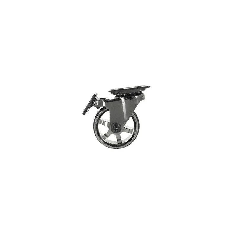 Roulette Pivotante À Platine Ø 50 Mm Frein Finition Noir jais Nickel Caujolle