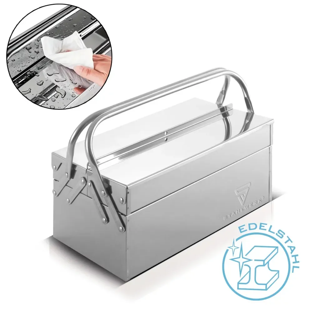 Garniture intérieure Boîte à outils Stahlwerk en acier inoxydable | Boîte à outils en métal, extensible sur le côté | Boît...