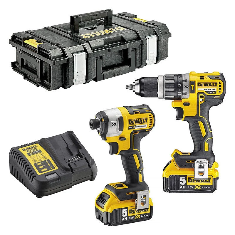 Pack 2 outils 18V DEWALT DCK266P2T-QW : Perceuse-visseuse à percussion DCD796 et Visseuse à choc DCF887 avec 2 batteries 5...