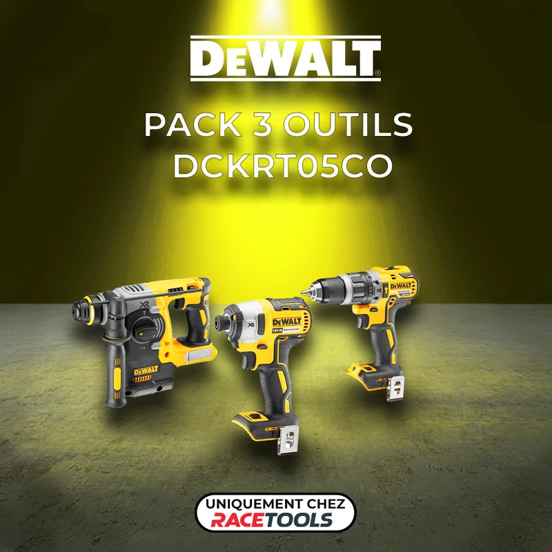 Pack 3 outils DEWALT DCKRT05 Perceuse + visseuse à choc + perforateur SDS-plus + 2 batteries + chargeur | Garantie Constru...