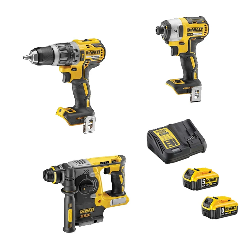 Pack 3 outils DEWALT DCKRT05 Perceuse + visseuse à choc + perforateur SDS-plus + 2 batteries + chargeur | Garantie Constru...