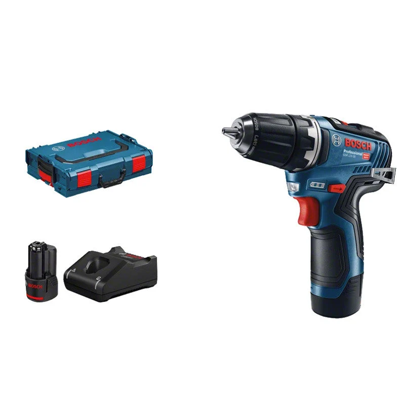 Perceuse Visseuse sans fil BOSCH GSR 12V-35 06019H8002 + 2 Batteries 3Ah 12v + Chargeur + L-boxx Professionnal - Compatibi...