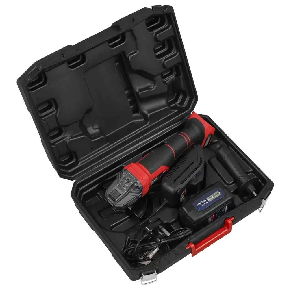 Pièce Lourde Sealey CP401LI 18V Angle Grinder 115mm 1 x 3Ah lithium-ion battery & 2.4A mains charger storage case