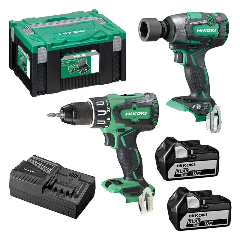 Sécurité commerciale Pack HIKOKI KC18DPL Perceuse visseuse DS18DBSL + Boulonneuse à choc WR18DBDL2 (2 x 5,0 Ah)