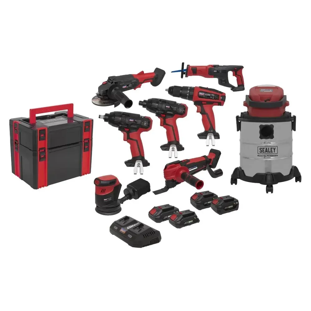 Sealey CP20VCOMBO4 CP20V Series 20V Sans fil Tool 8 piece Combo 4 Battery