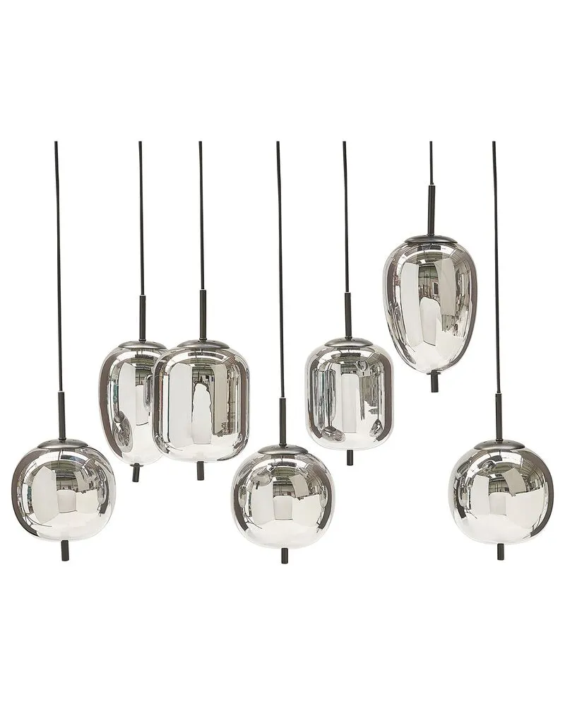 Cache clignotant transparent Lustre à 7 ampoules en verre argenté TARLO