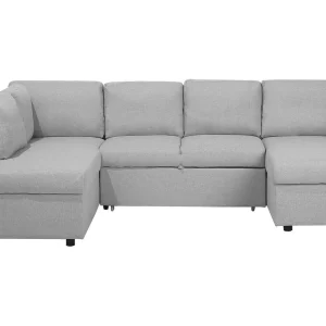 Canapé panoramique adaptable 5 places en tissu gris évident KARRABO Lavable en machine