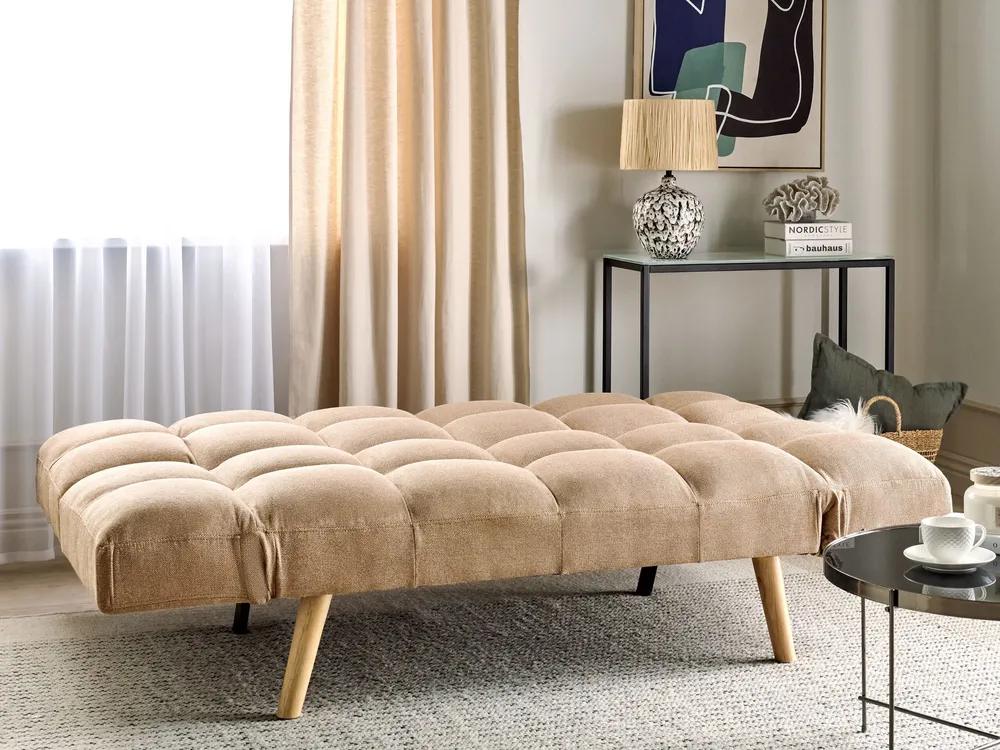 Canapé-lit 3 places en tissu marron INGARO pour couchage confortable