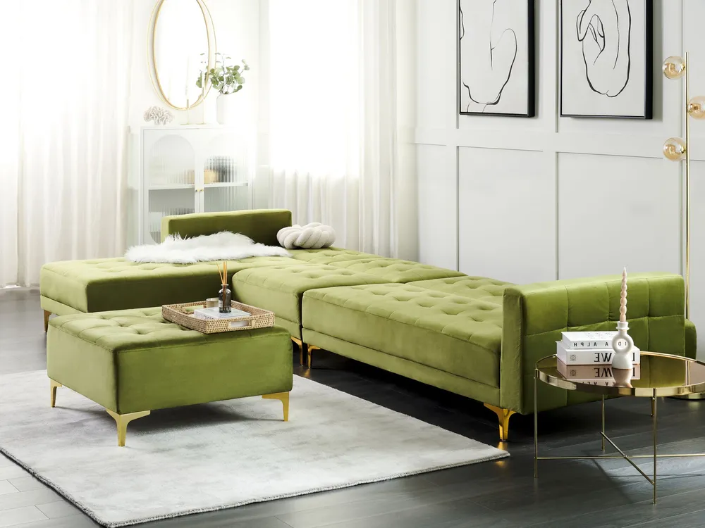Rangement modulable Canapé modulable côté droit en velours vert ABERDEEN
