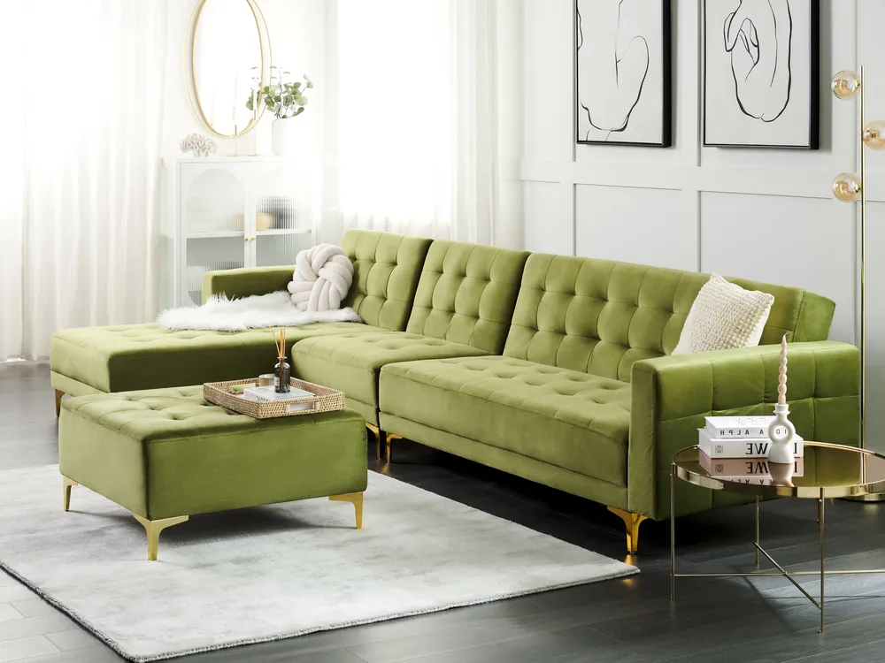 Rangement modulable Canapé modulable côté droit en velours vert ABERDEEN