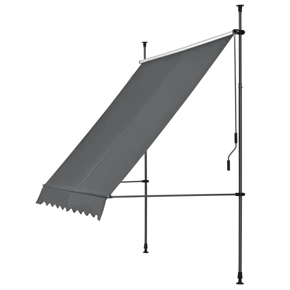 Brise-soleil pare-soleil métal et tissu synthétique hauteur variable gris 250 x 120 x 200-300 cm 03_0001118