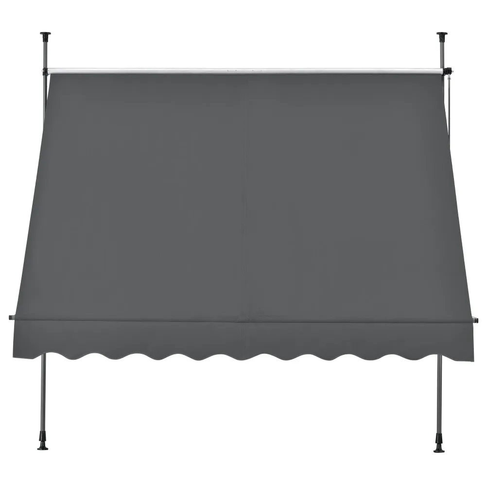 Brise-soleil pare-soleil métal et tissu synthétique hauteur variable gris 250 x 120 x 200-300 cm 03_0001118