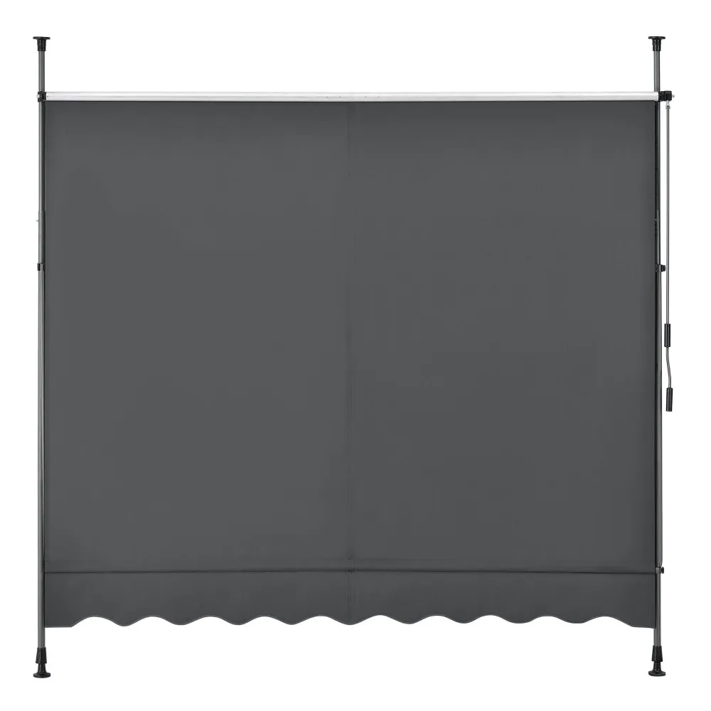 Brise-soleil pare-soleil métal et tissu synthétique hauteur variable gris 250 x 120 x 200-300 cm 03_0001118