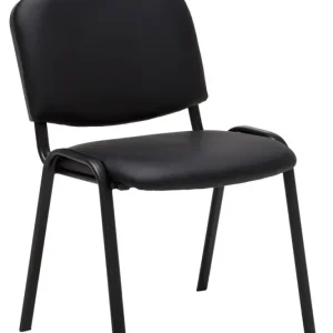 Chaise visiteur assise rembourrée en synthétique noir BUR10067