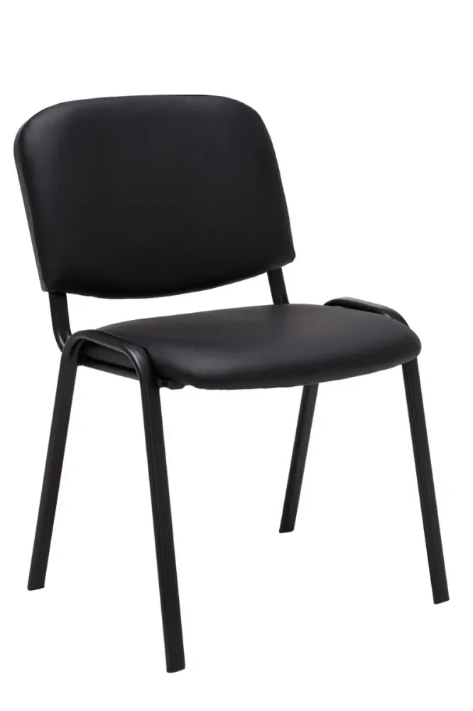 Chaise visiteur assise rembourrée en synthétique noir BUR10067