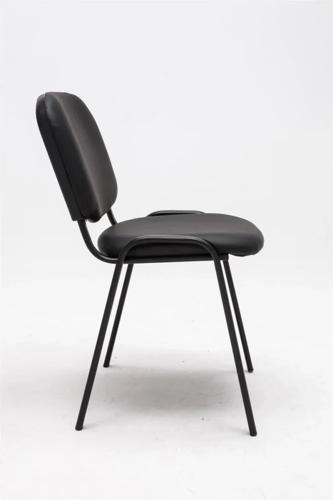 Chaise visiteur assise rembourrée en synthétique noir BUR10067