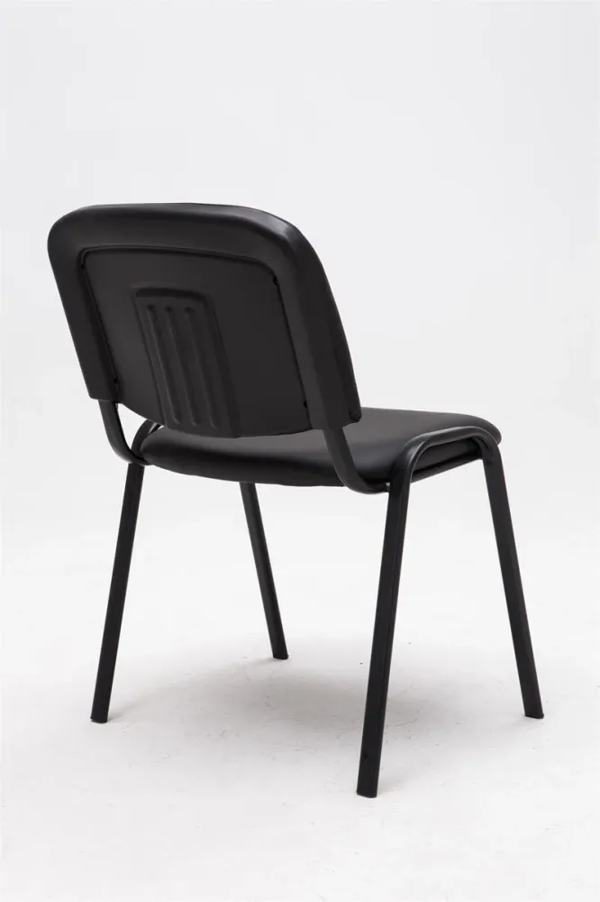 Chaise visiteur assise rembourrée en synthétique noir BUR10067