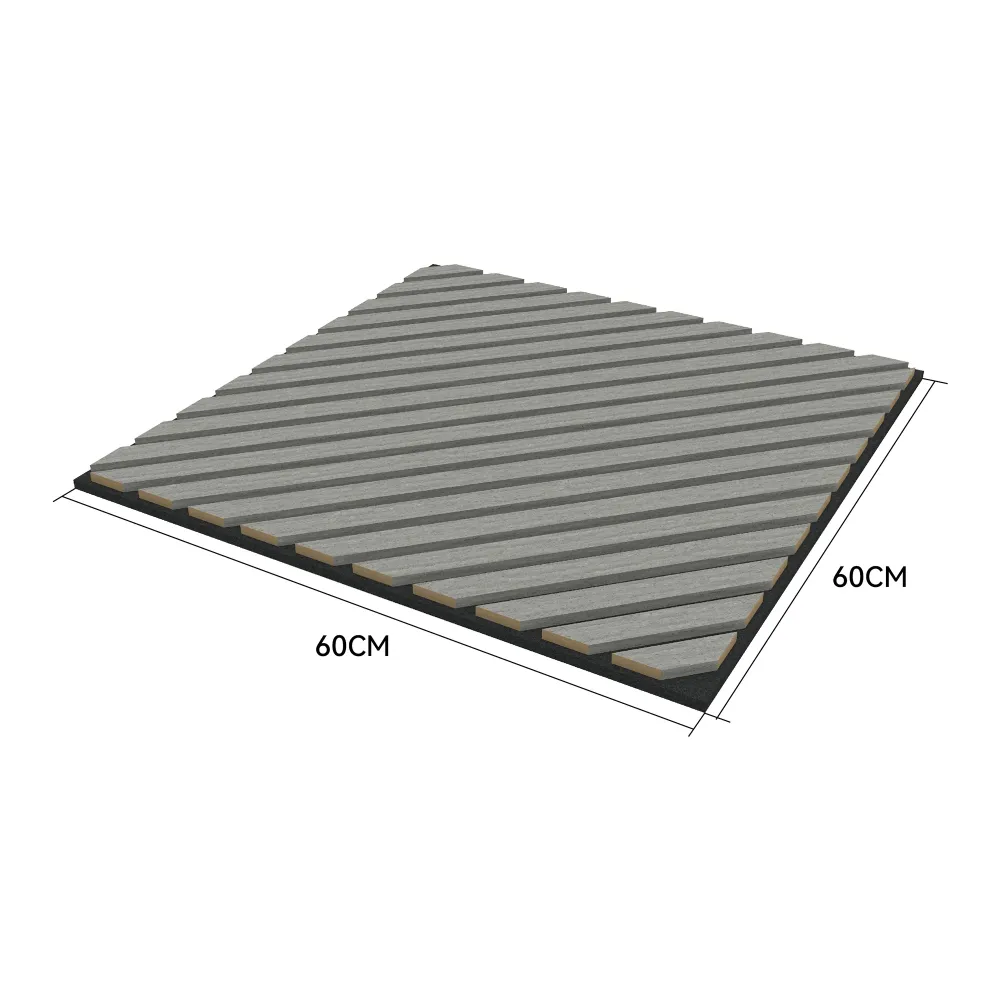 Lot de 4 panneaux acoustiques 1,44 m² à lamelles en diagonale effet chêne gris 03_0009860