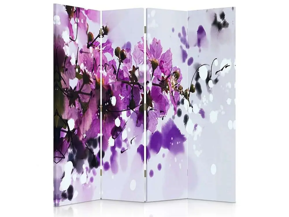 Paravent 4 fleurs panneaux 4 volets - 145 x 180 cm - 2 faces R° V° + rotation 360°