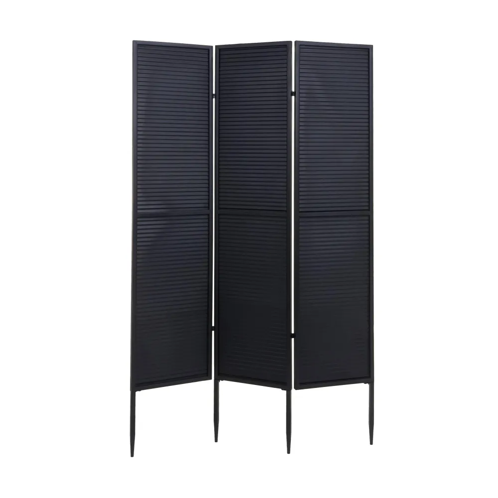 Paravent de jardin cloison de séparation brise-vue 3 panneaux en métal 200x121cm noir 04_0003236
