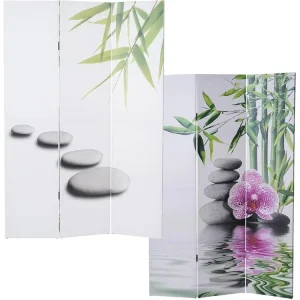 Paravent 3 panneaux pans séparateur de pièce 180x120cm motif orchidée 04_0004135