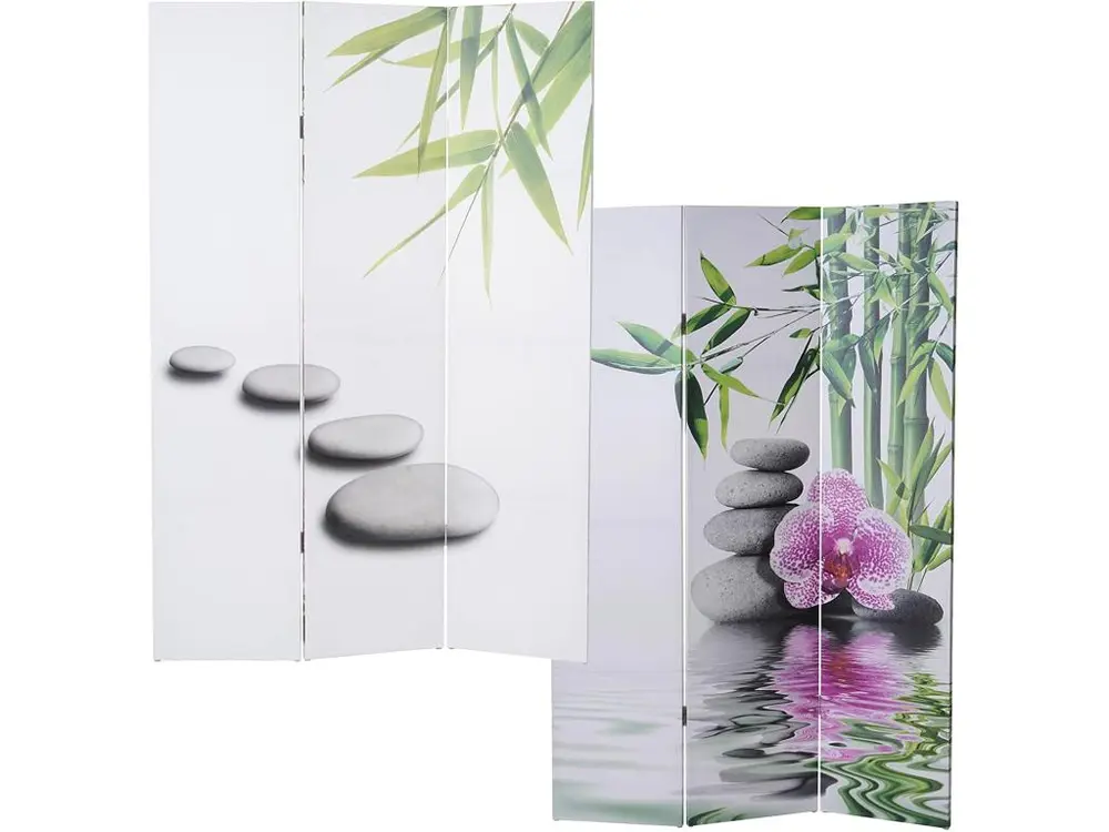 Paravent 3 panneaux pans séparateur de pièce 180x120cm motif orchidée 04_0004135