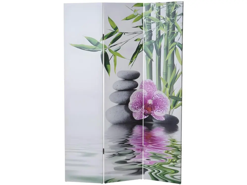 Paravent 3 panneaux pans séparateur de pièce 180x120cm motif orchidée 04_0004135