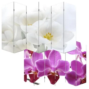 Paravent 6 panneaux pans séparateur de pièce 180x240cm motif orchidee PAR04008
