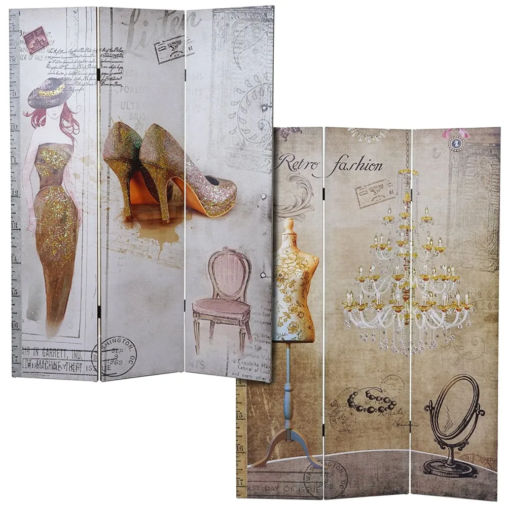 Paravent 3 panneaux vieux style retro 180x120cm PAR04043