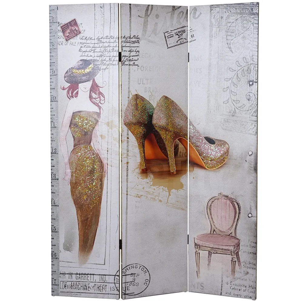 Paravent 3 panneaux vieux style retro 180x120cm PAR04043