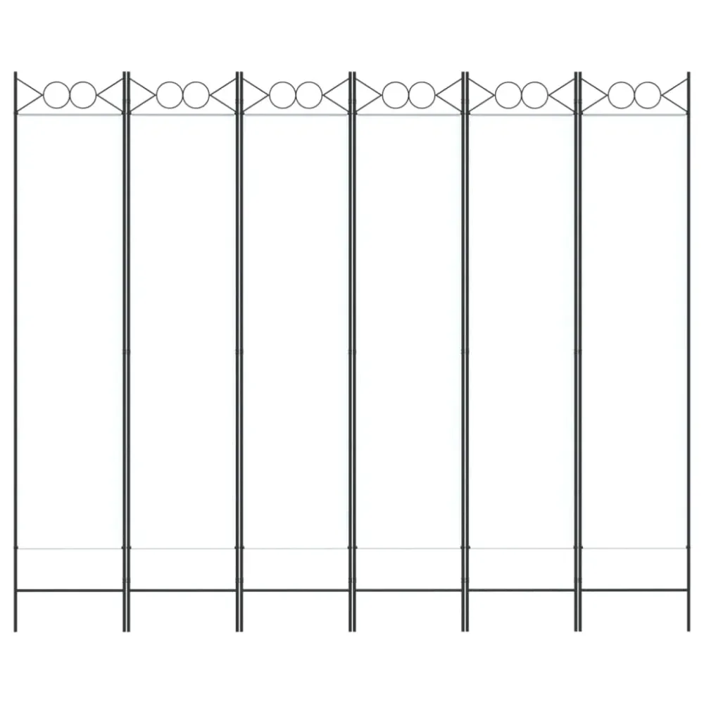 Paravent séparateur de pièce cloison 6 panneaux 240 x 200 cm tissu blanc et fer DEC031045